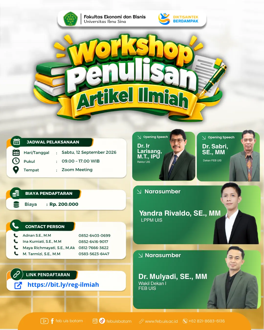 FEB UIS Gelar Pelatihan Penulisan Karya Ilmiah, Bekali Dosen dan Mahasiswa Hadapi Tugas Akhir