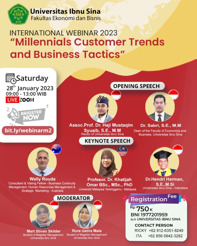 INTERNATIONAL WEBINAR OF MASTER MANAGEMENT FACULTY OF ECONOMICS AND BUSINESS IBNU SINA UNIVERSITY “Millennials Customer Trends And Business Tactics”